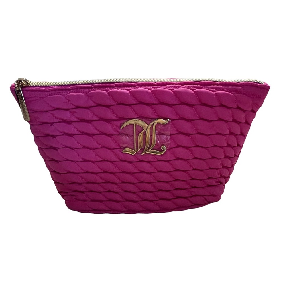 Juicy Couture Berry Pink Gold Quilted Puffer Cosmetic Zippered Pouch Bag NEW.